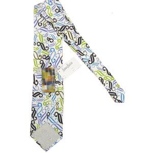 NEW Jhane Barnes Geometric Silk Tie! White  Modern Art Look  Hand Made in Italy